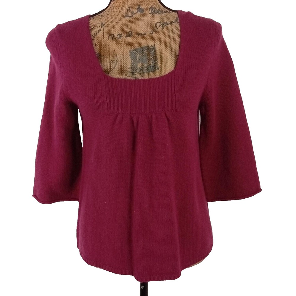 Ann Taylor‎ LOFT Sweater Size M Raspberry Pink Knit Wool Cashmere Bl Super Soft